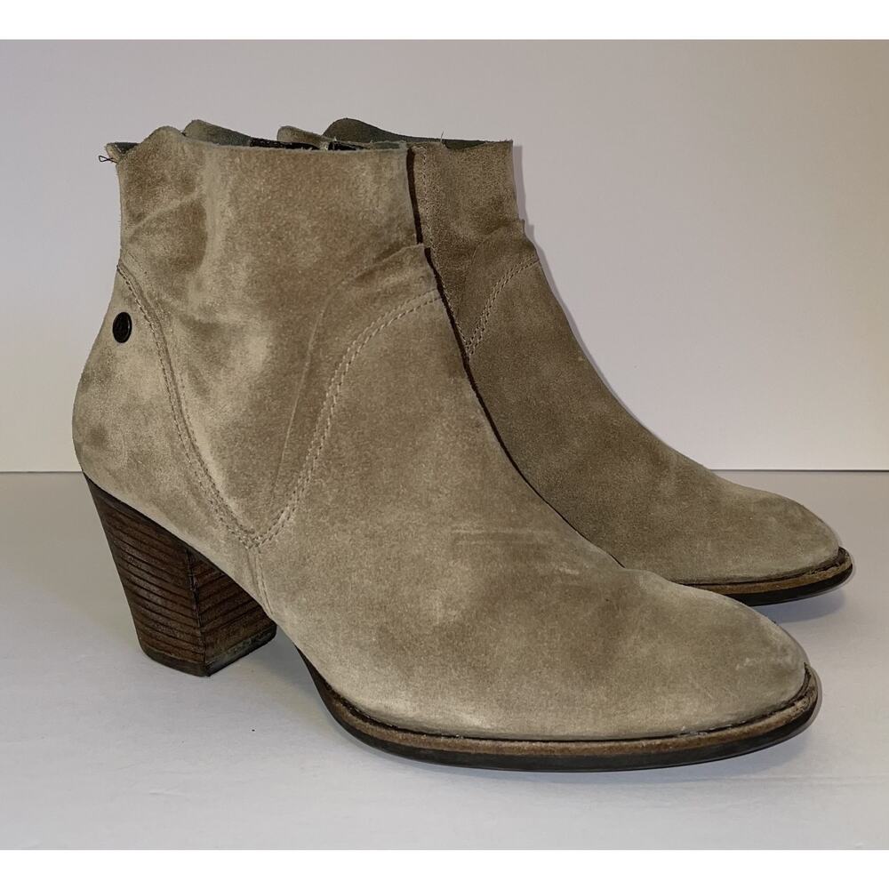 Paul Green Boots Womens Size UK 6 US 8.5 Suede Leather Block Heel Ankle Booties